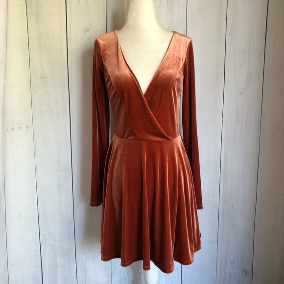 orange velvet dress urban outfitters